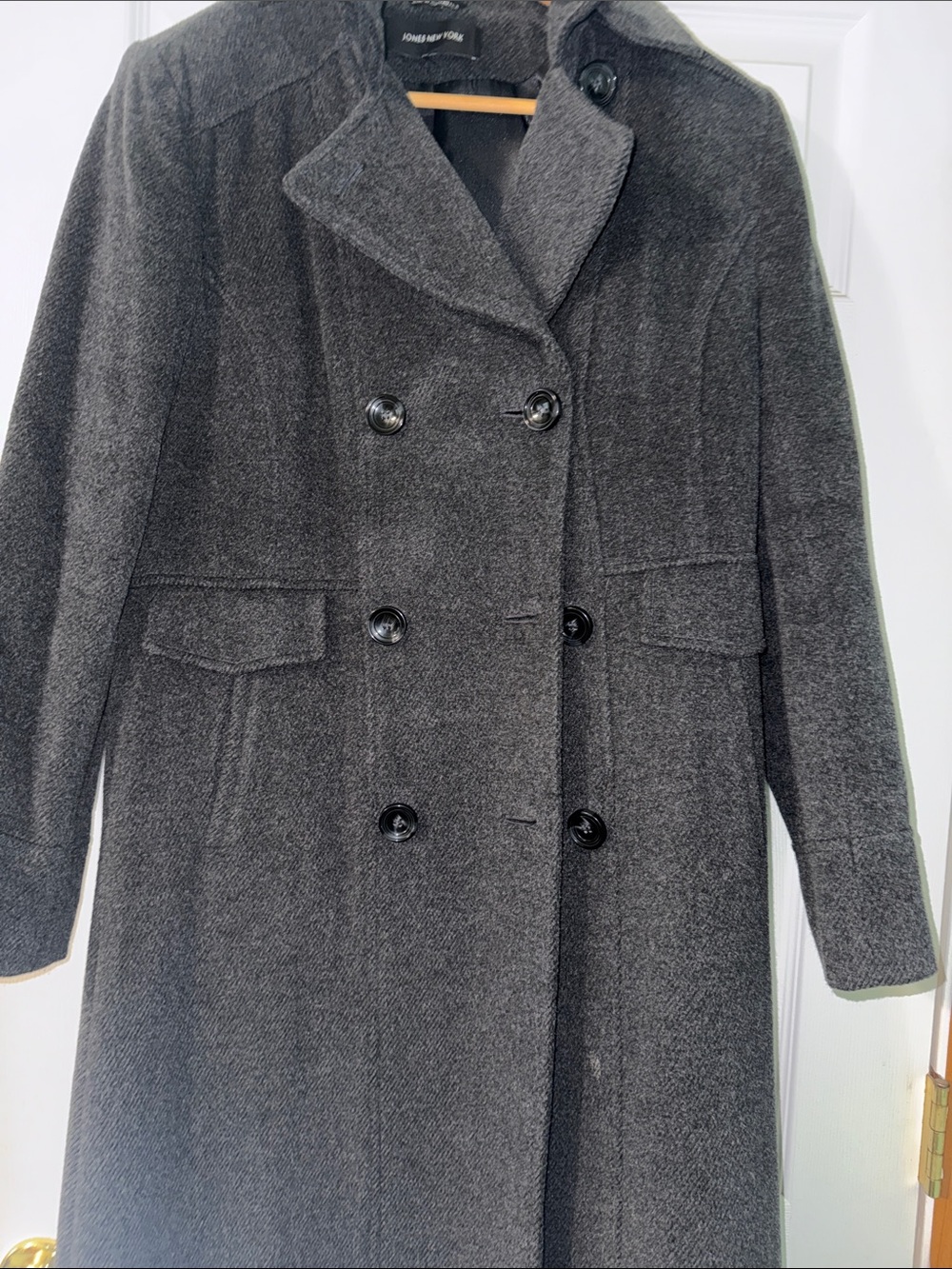 Petite jibes Ny long wool angora Poly mic coat